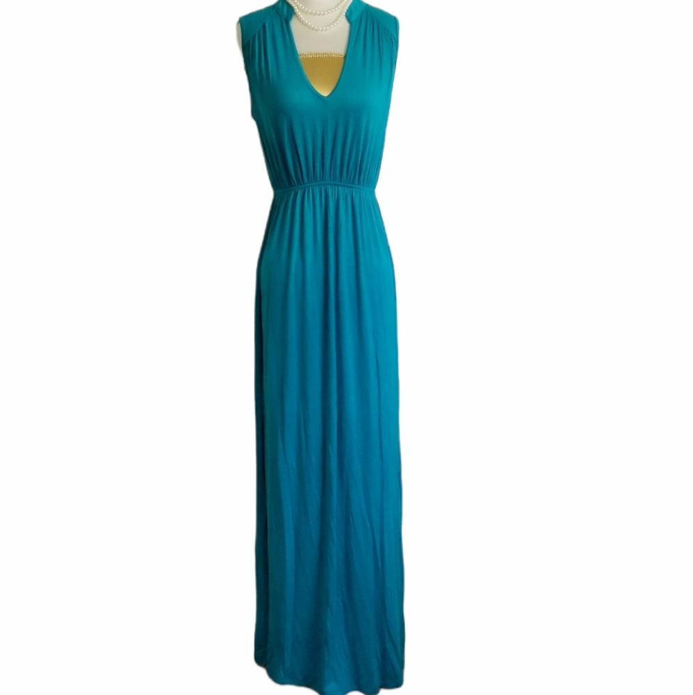 Teal Maxi Dress with Side Slit